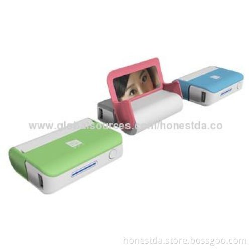 3,000mAh High-efficiency Power Banks with Mirror and Holder, 5V DC/1.3A Input